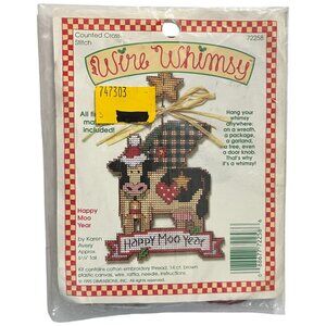 Counted Cross Stitch Wire Whimsy Happy Moo Year VTG 1995‎ Dimensions